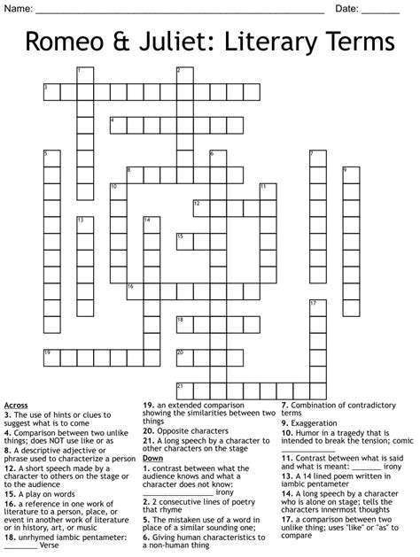 Click the answer to find similar <b>crossword</b> clues. . Plot element in romeo and juliet nyt crossword